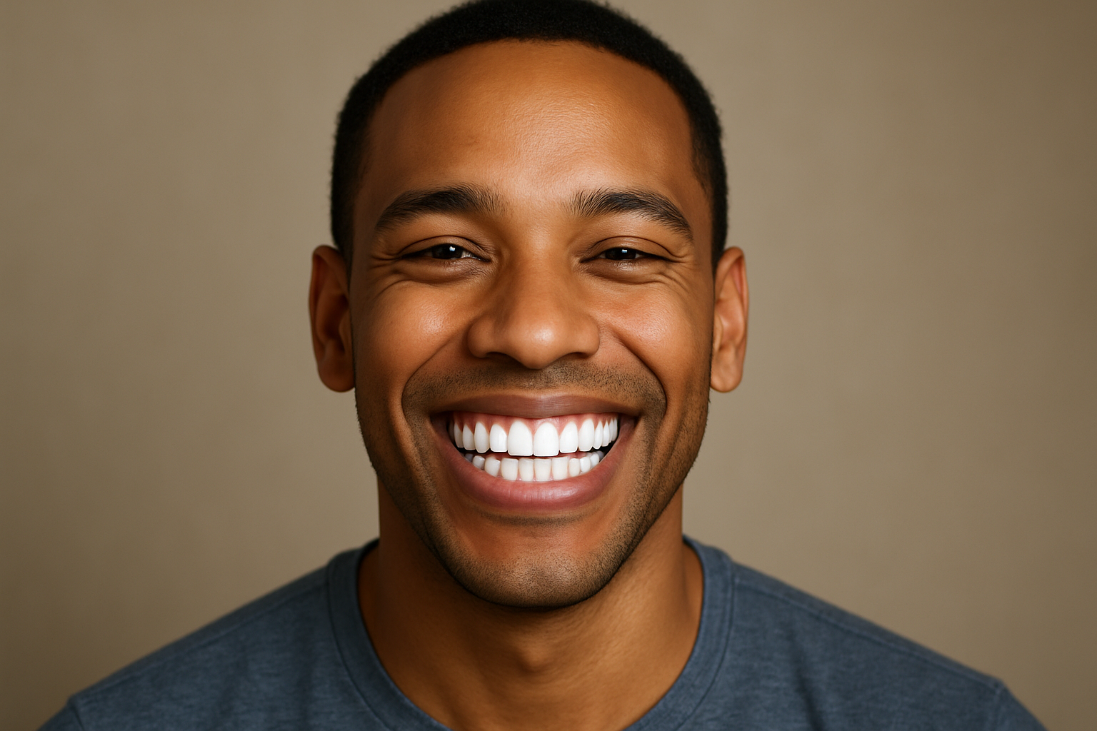 IMAGEN DE UN HOMBRE FELIZ CON SUS DIENTES MUY BLANCOS SONRIENDO